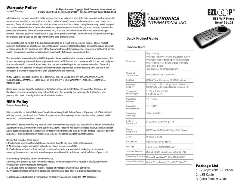 Teletronics International EZLoop 21-102 Quick product guide Teletronics International EZLoop 21-102 Quick product guide