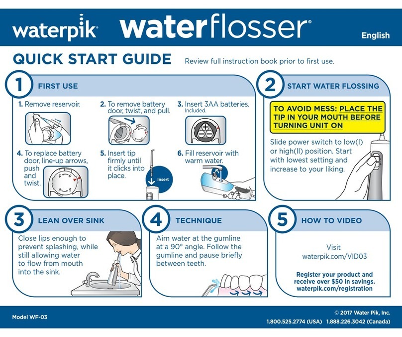 Waterpik Water Flosser WF-03 quick start guide