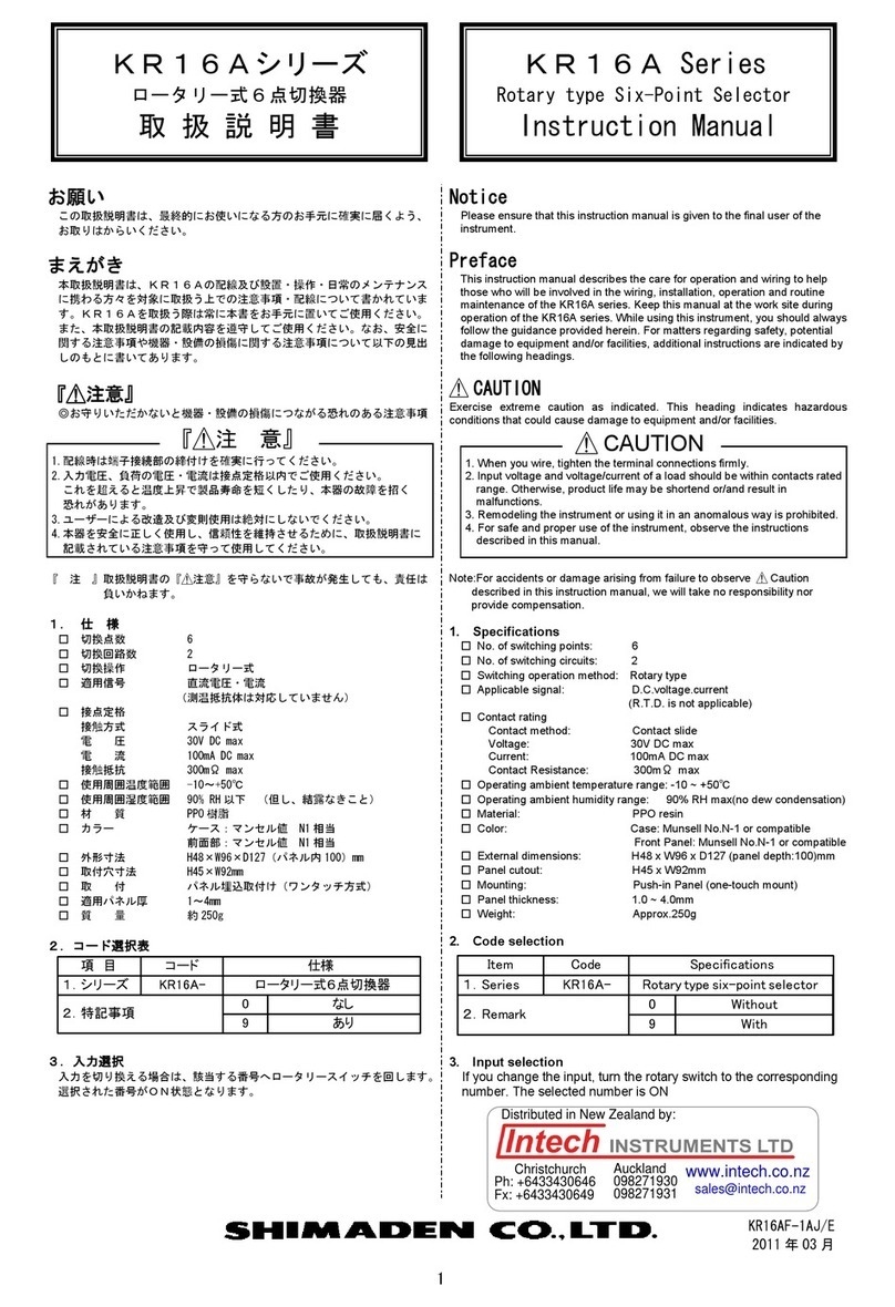 Shimaden KR16A Series instruction manual