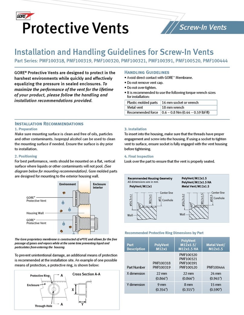 W. L. Gore Screw-In Vents Instruction sheet