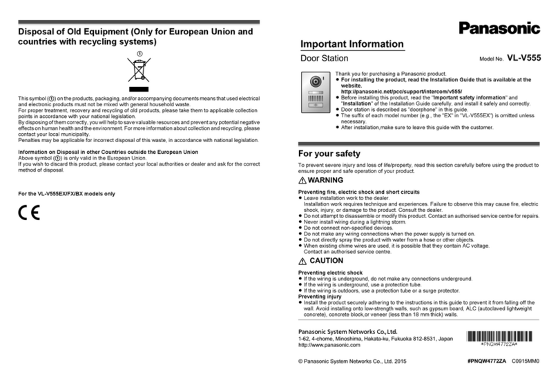 Panasonic VL-V555 Important information