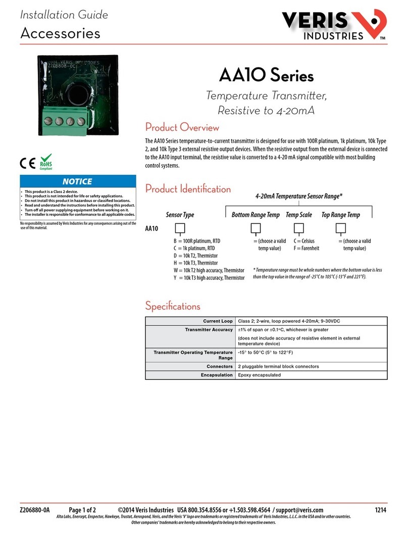 VERIS INDUSTRIES, INC. AA10 Series installation guide
