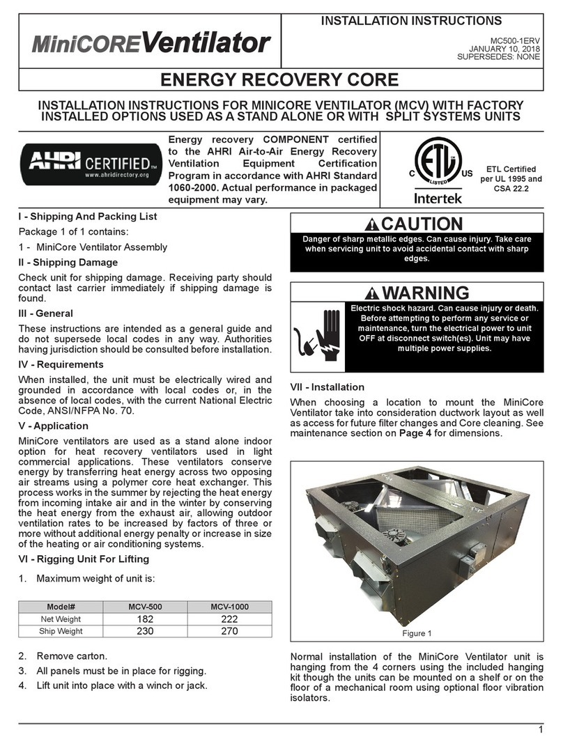 Ruskin MiniCORE MCV-500 User manual