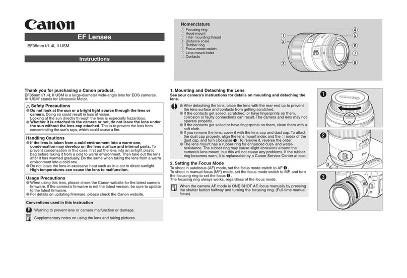 Canon EF35mm f/1.4L II USM Instruction