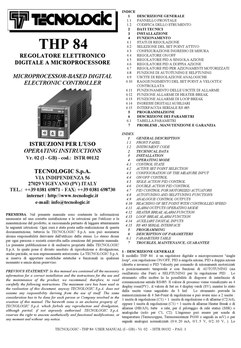 Tecnologic THP 84 operating instructions