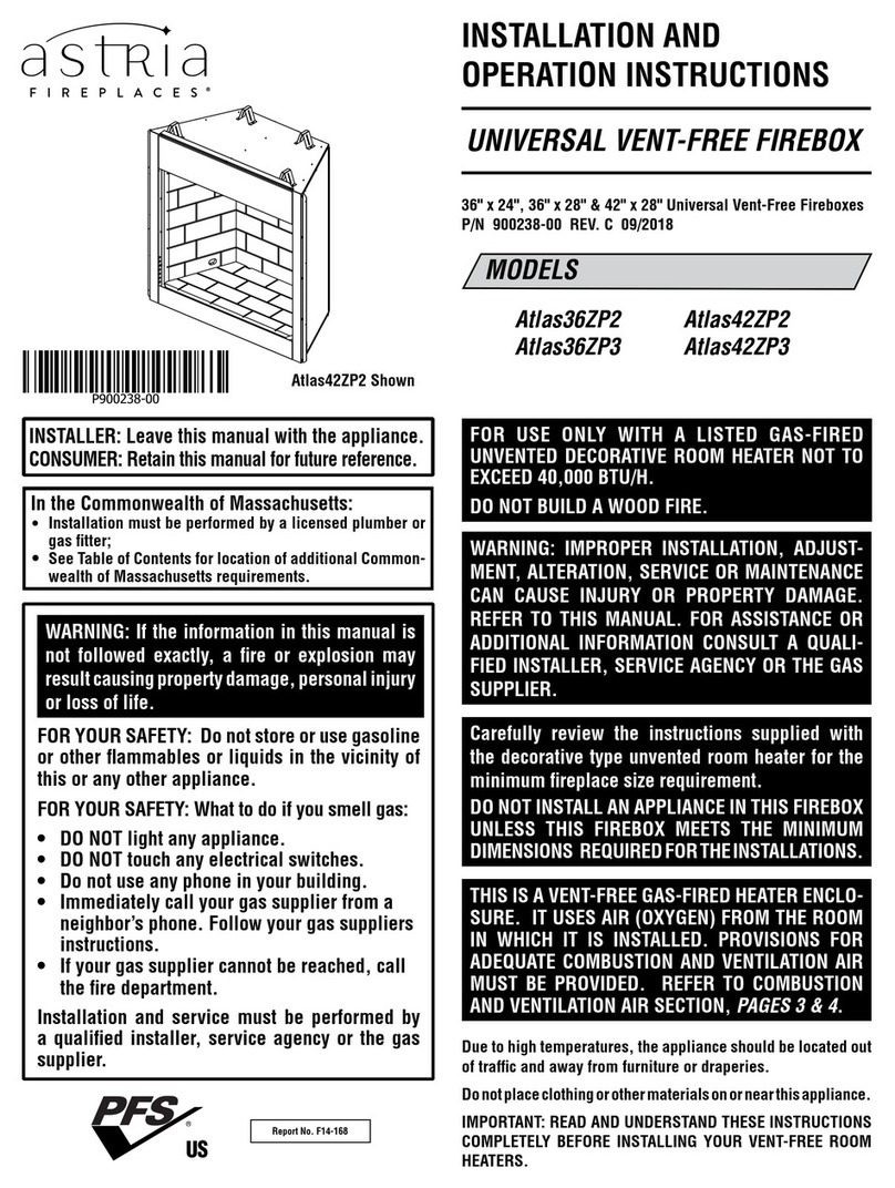 Astria Fireplaces Atlas36ZP2 Installation and operation instructions Astria Fireplaces Atlas36ZP2 Installation and operation instructions