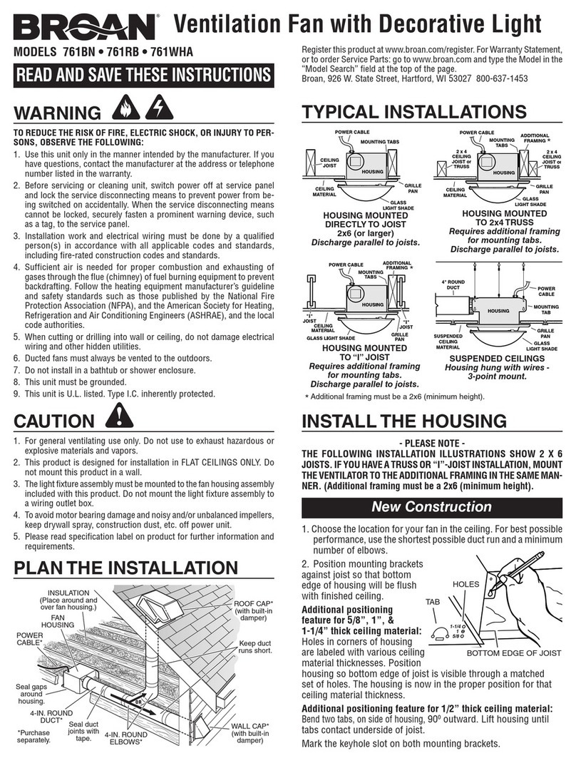 Broan 761BN User manual