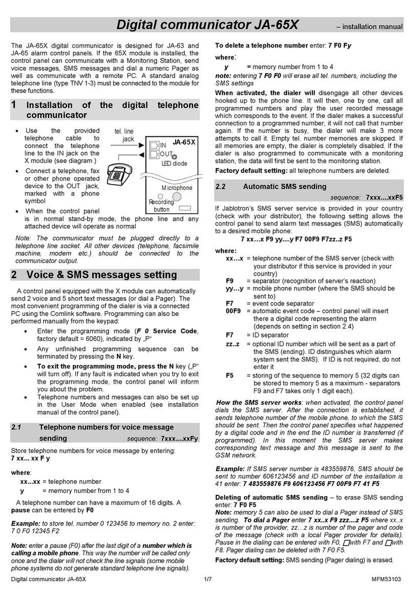 jablotron JA-65X User manual