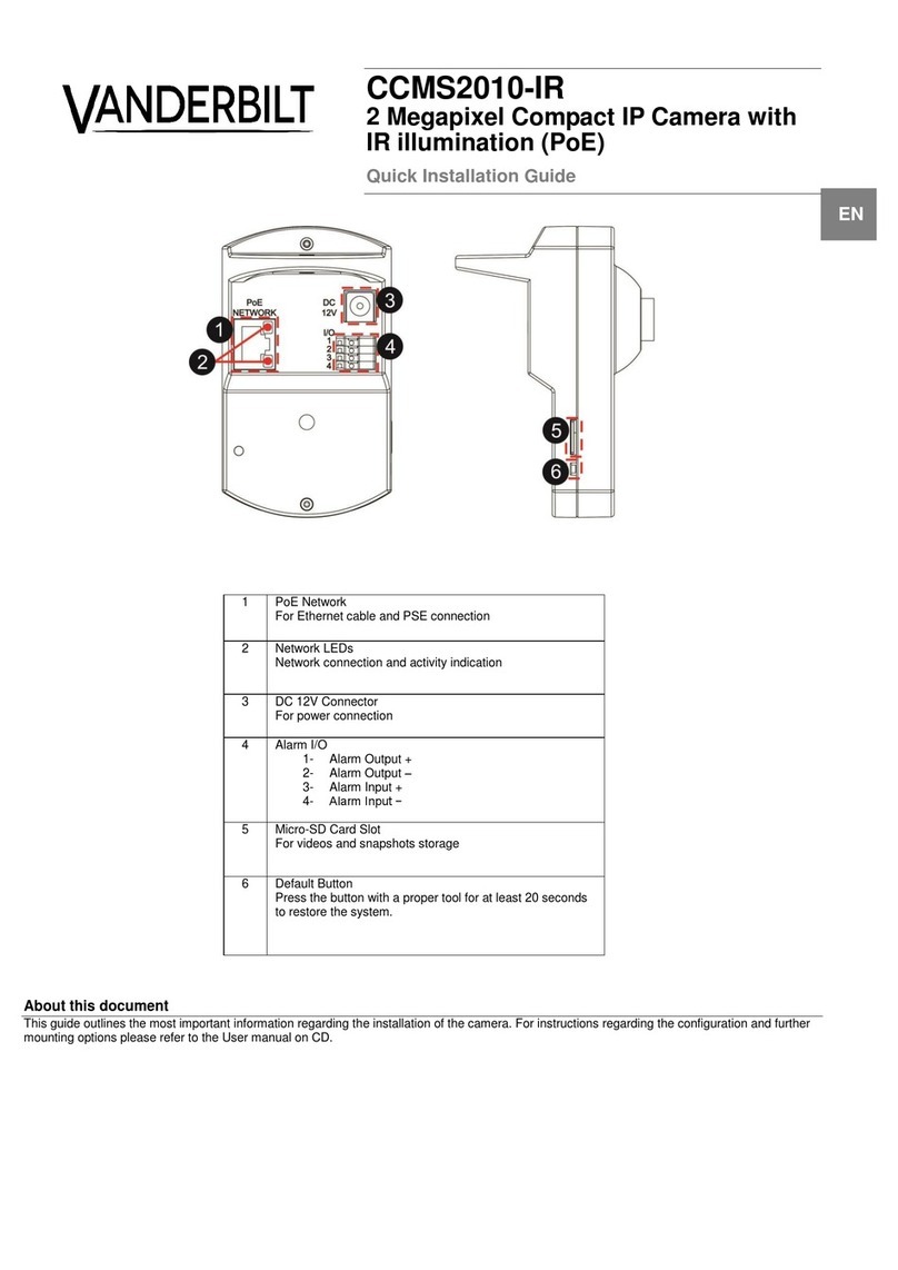 Vanderbilt CCMS2010-IR Quick installation guide Vanderbilt CCMS2010-IR Quick installation guide