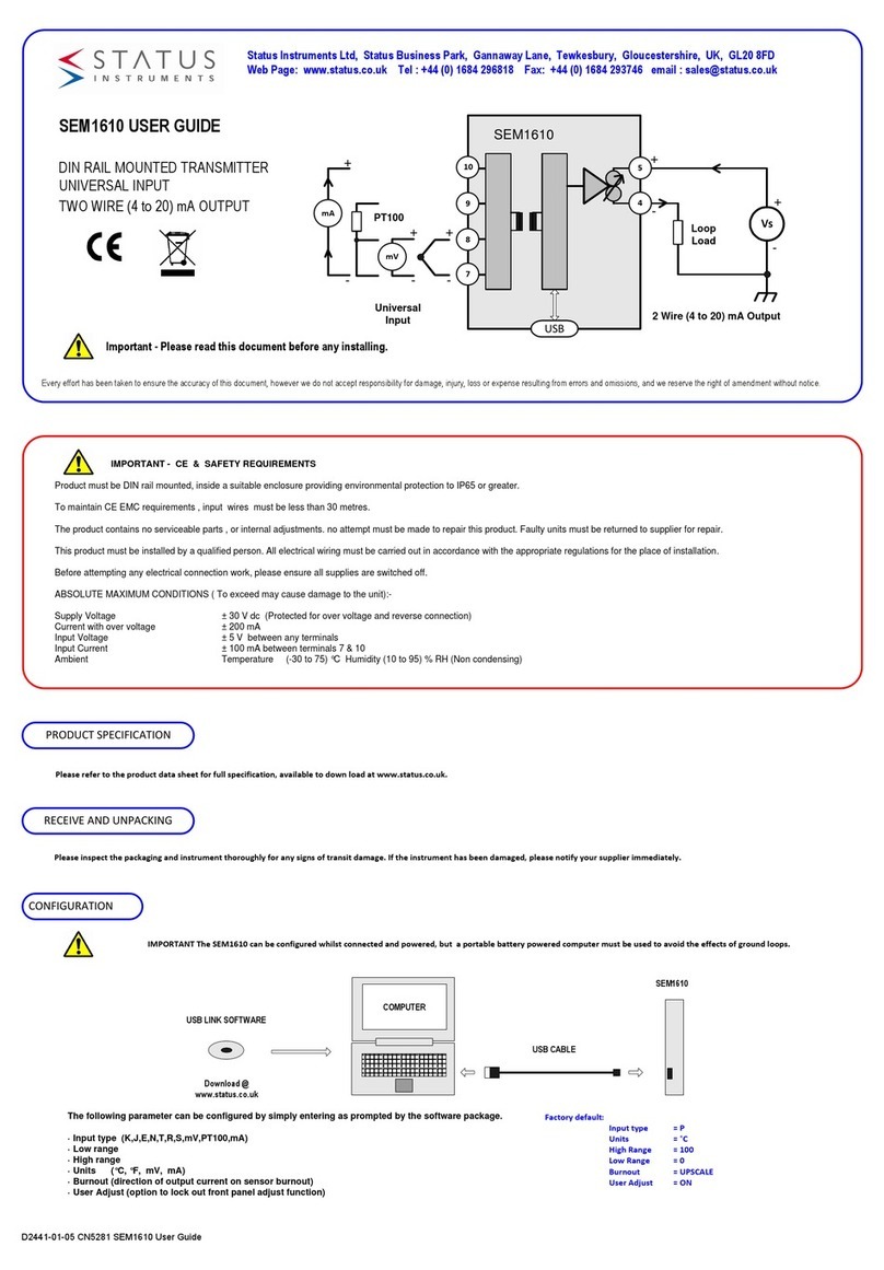 Status Instruments SEM1610 User manual