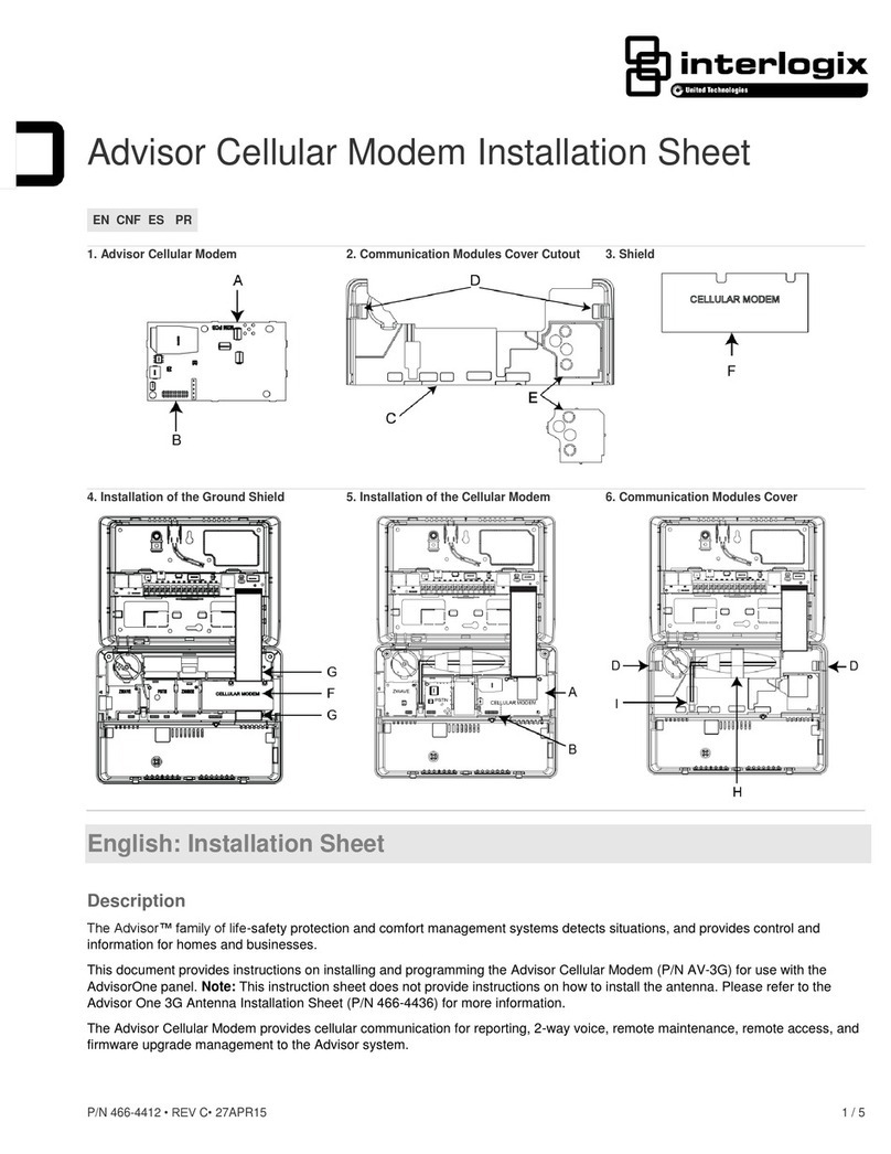 Interlogix Advisor AV-3G Installation sheet