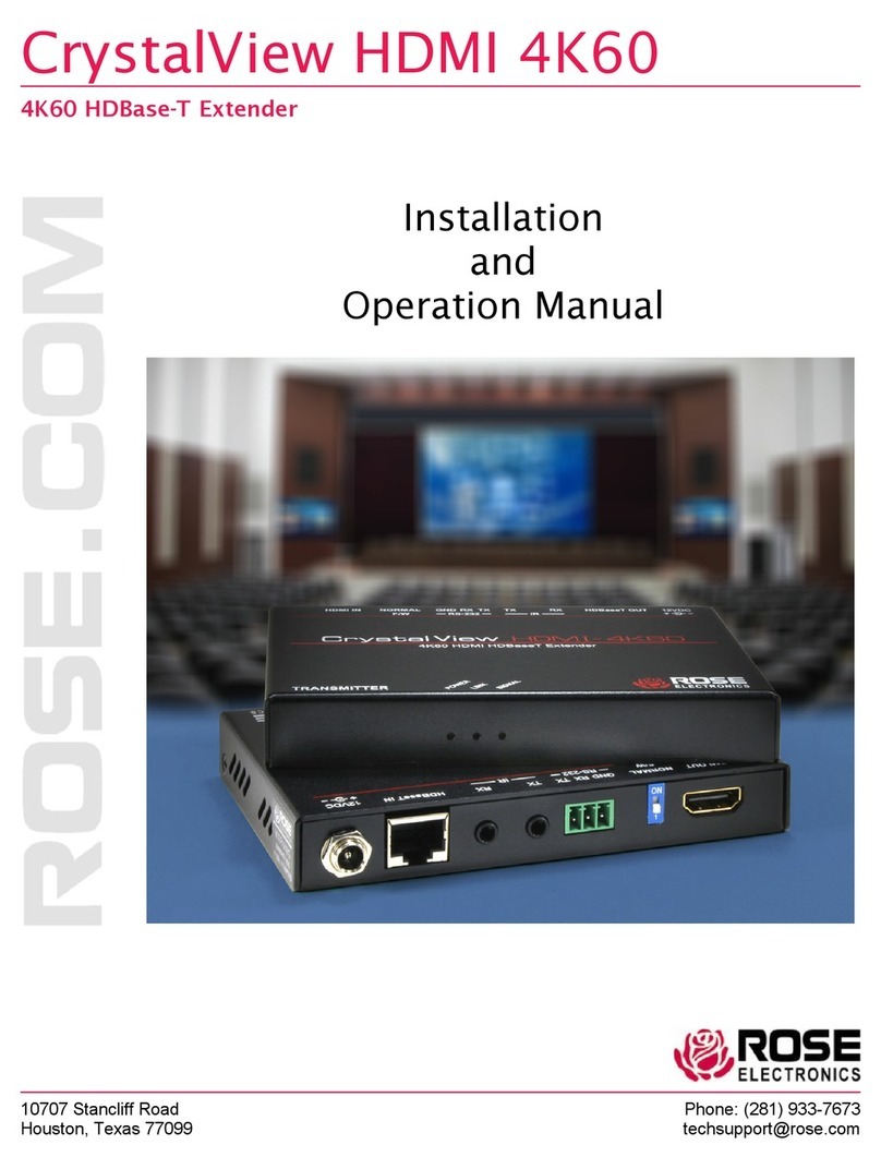 Rose electronics CrystalView HDMI 4K60 User manual Rose electronics CrystalView HDMI 4K60 User manual