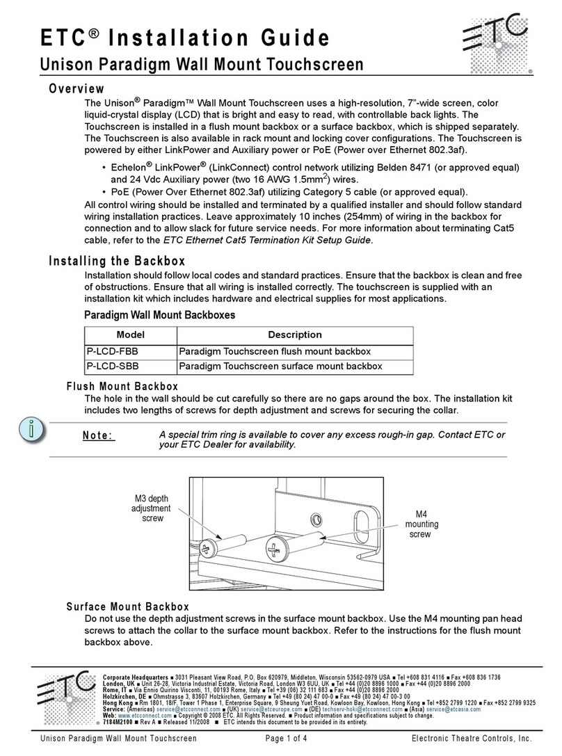 ETC Unison Paradigm P-LCD-FBB User manual