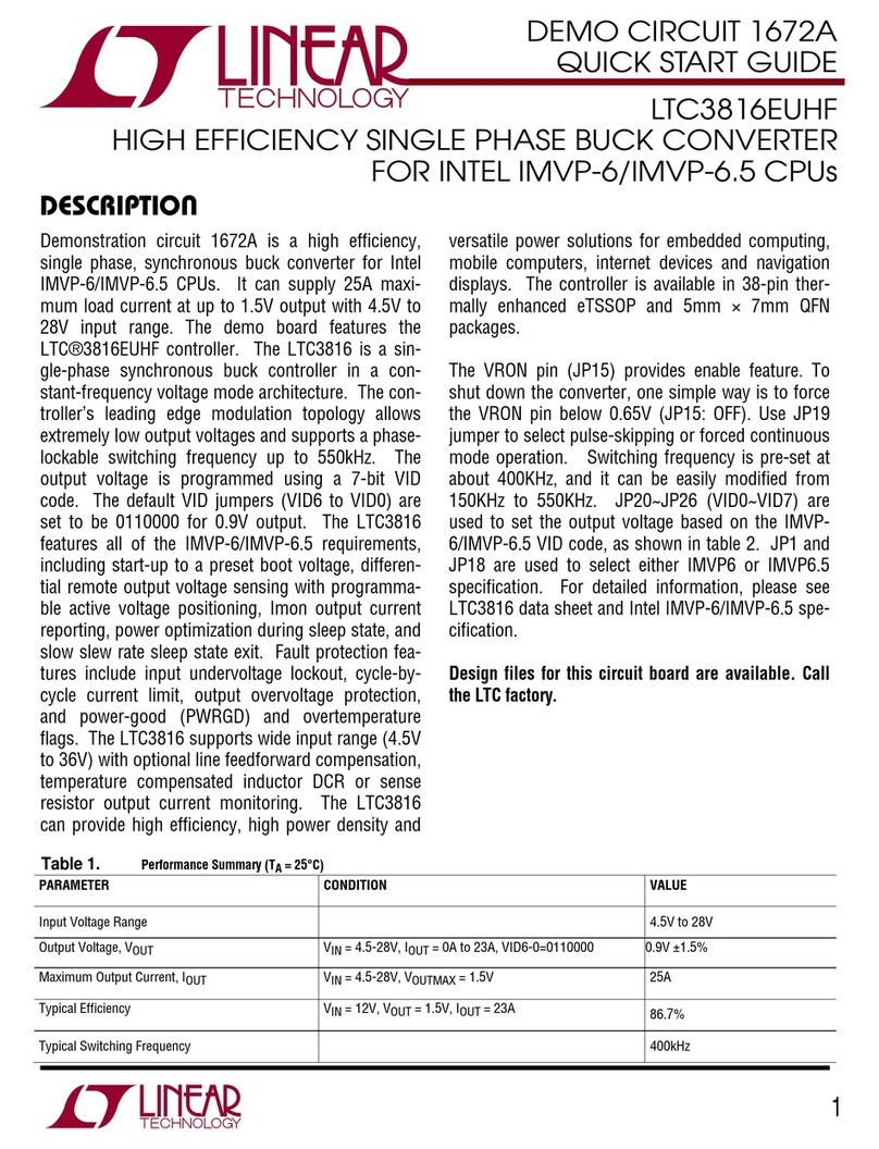 Linear Technology DEMO CIRCUIT 1672A User manual Linear Technology DEMO CIRCUIT 1672A User manual