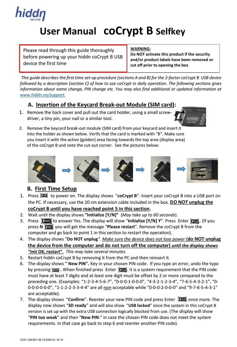 Hiddn coCrypt B Selfkey user manual