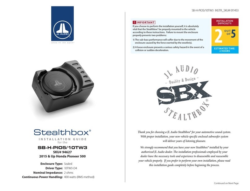 JL Audio Stealthbox SB-H-PIO5/10TW3 User manual JL Audio Stealthbox SB-H-PIO5/10TW3 User manual