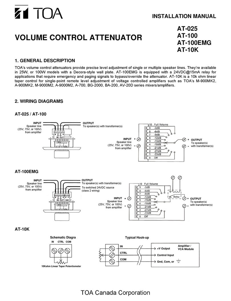 Toa AT-025 installation manual