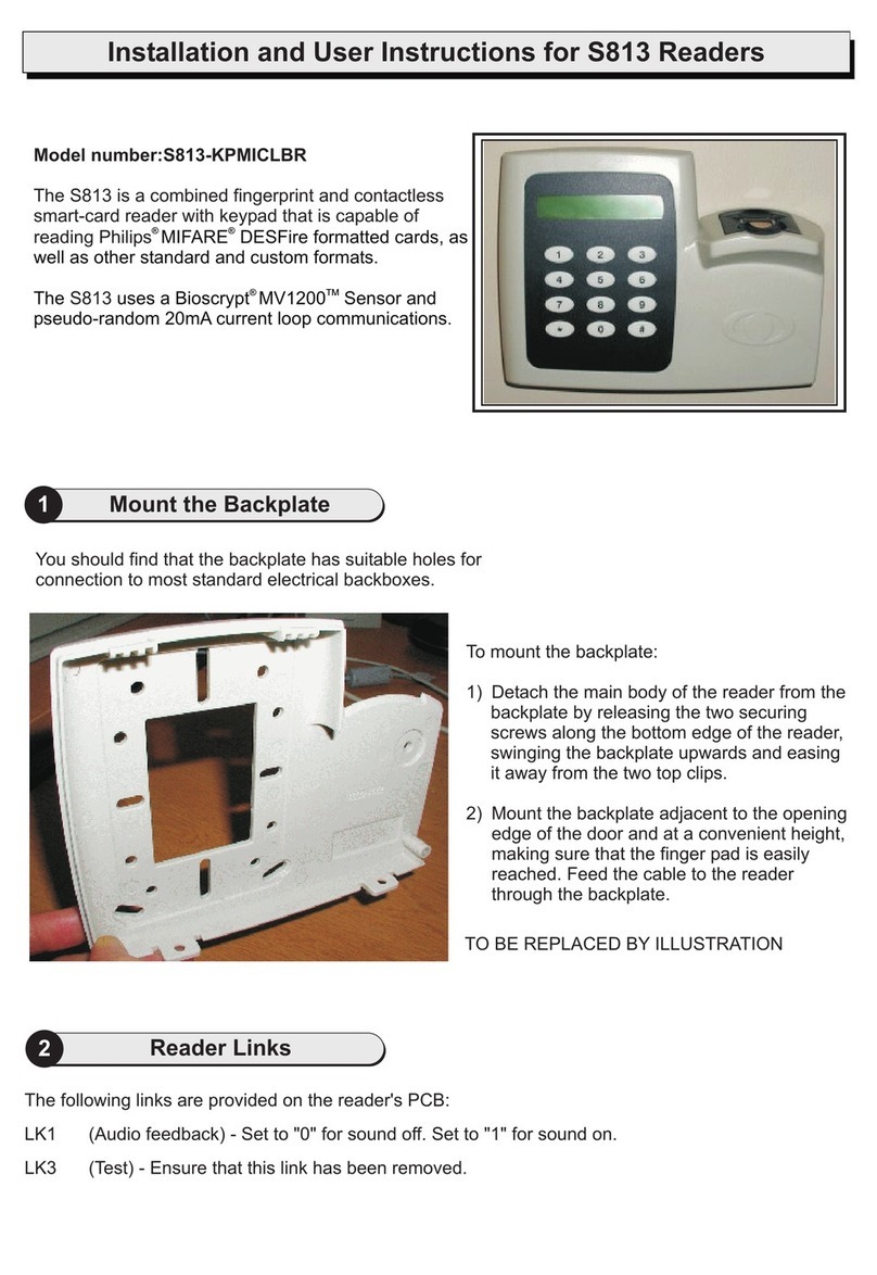 AMAG Technology S813 Installation and user instructions AMAG Technology S813 Installation and user instructions
