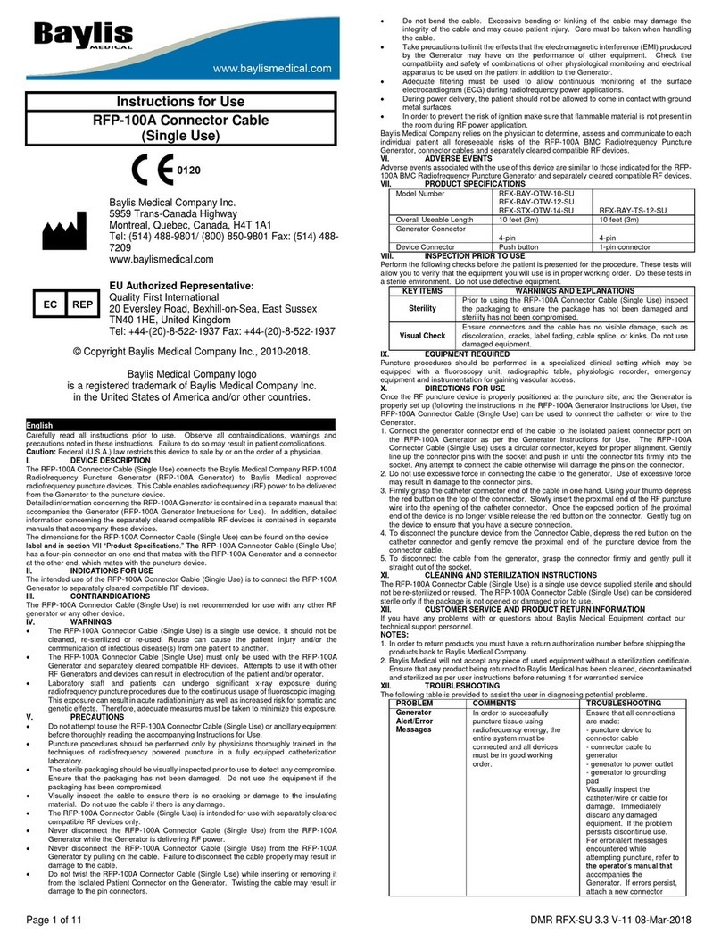 Baylis Medical RFX-BAY-OTW-12-SU Instructions for use Baylis Medical RFX-BAY-OTW-12-SU Instructions for use