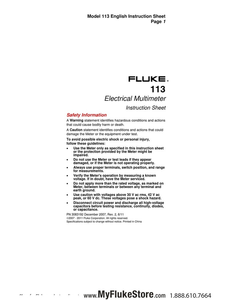 Fluke 113 instruction sheet