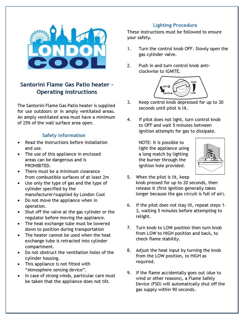 London Cool Santorini Flame Gas Patio operating instructions