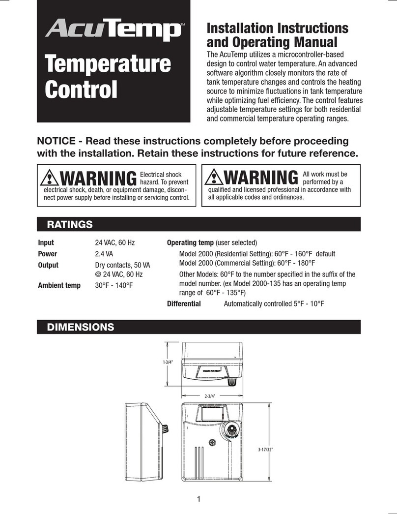 Hydrolevel Company AcuTemp series Installation instructions and operating manual