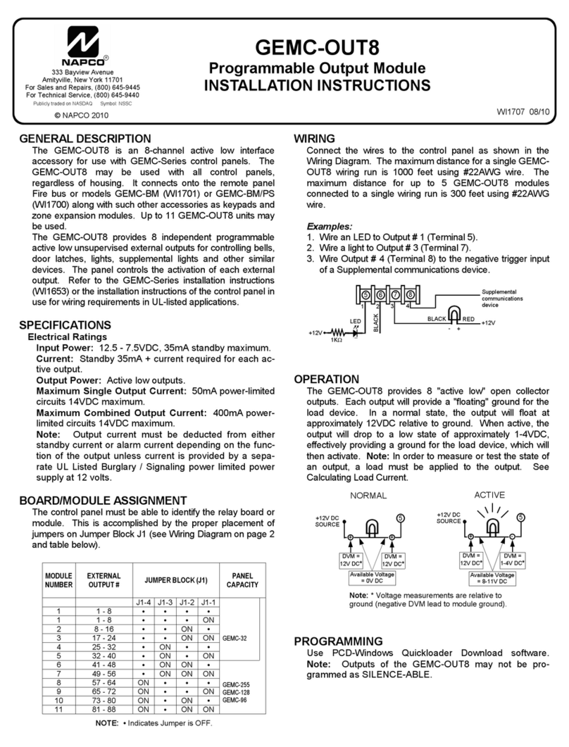 NAPCO GEMC-OUT8 User manual