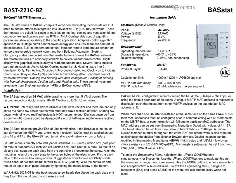 Contemporary Controls BASstat BAST-221C-B2 installation guide