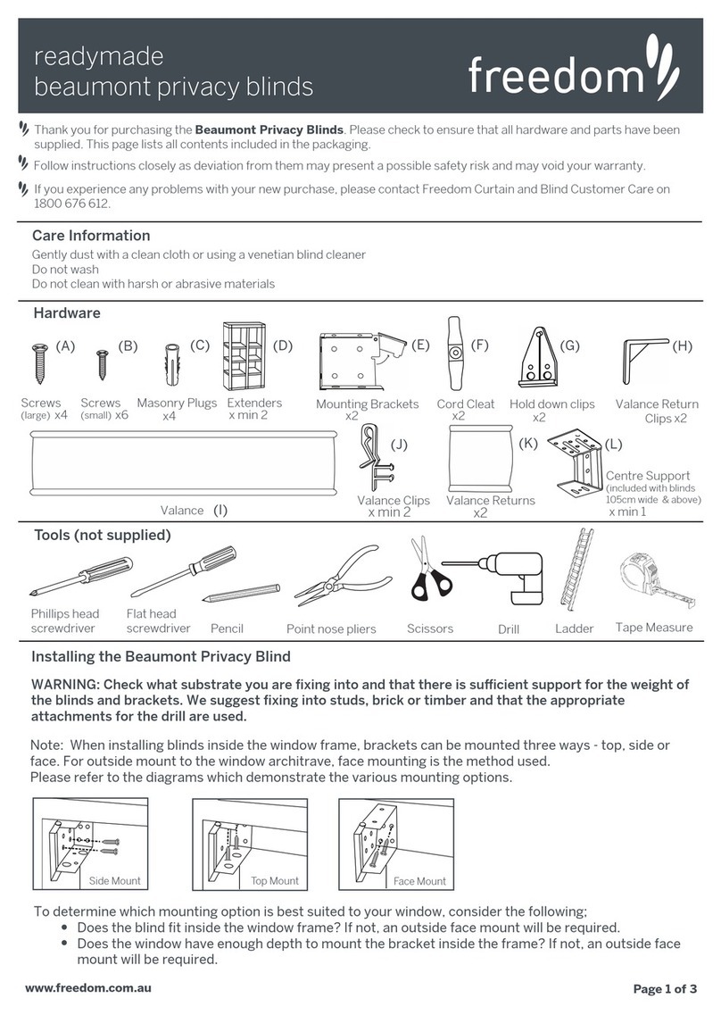 Freedom Beaumont Privacy Blind installation instructions Freedom Beaumont Privacy Blind installation instructions