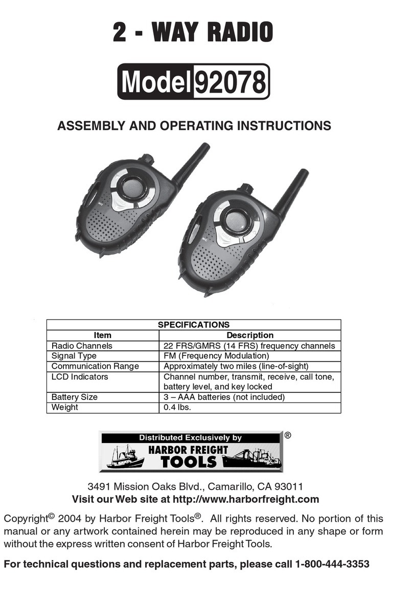 Harbor Freight Tools 92078 Assembly and operating instructions Harbor Freight Tools 92078 Assembly and operating instructions