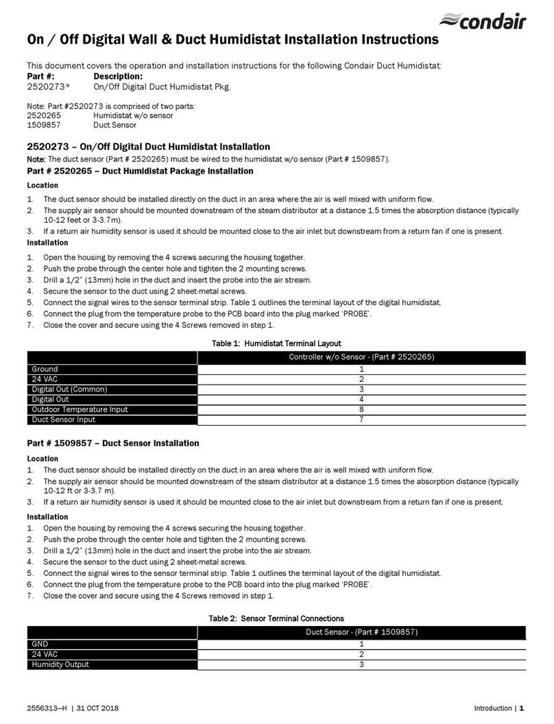 Condair 2520273 installation instructions