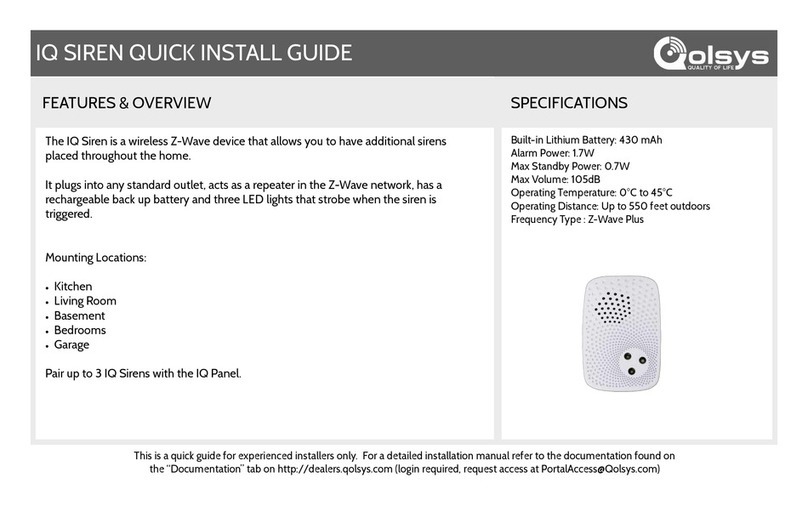 QOLSYS IQ SIREN Quick install guide