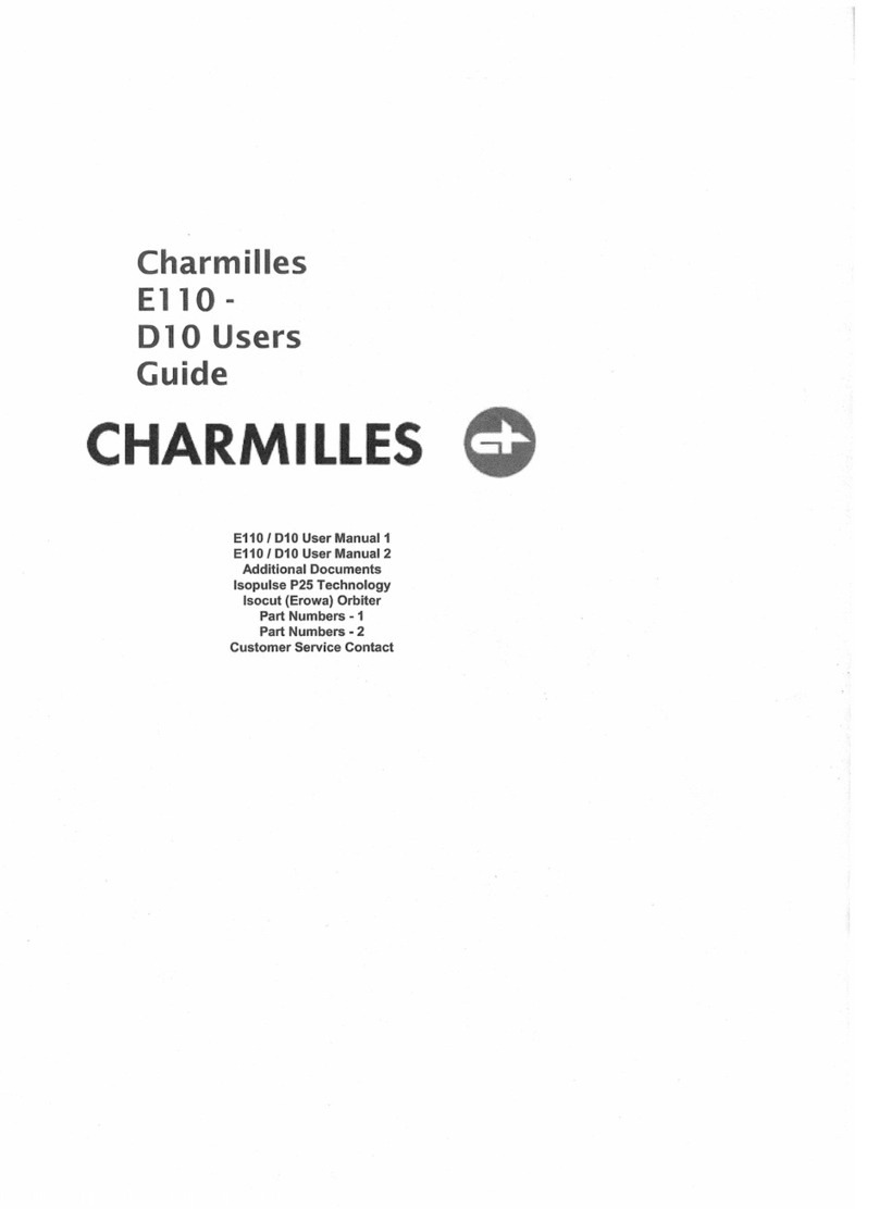Charmilles E110-D10 user guide