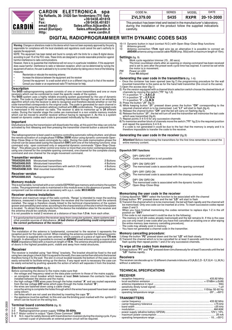 Cardin S435 SERIES user manual