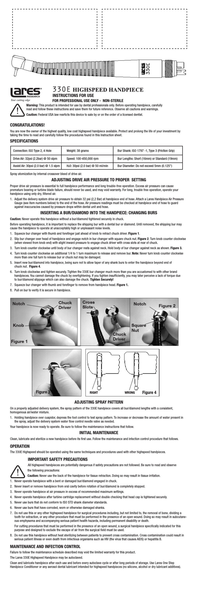 Lares 330E Instructions for use