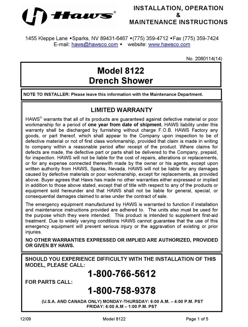 Haws 8122 Installation, operation & maintenance instructions