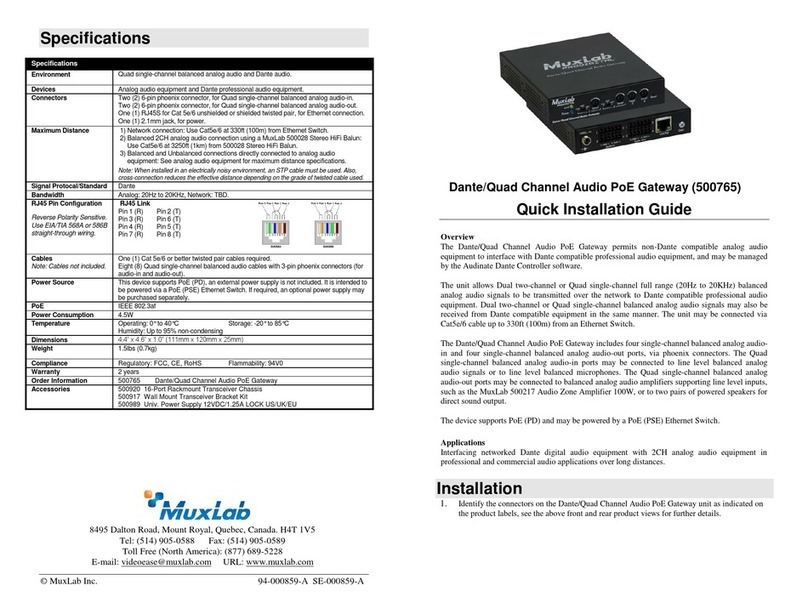 MuxLab 500765 Quick installation guide