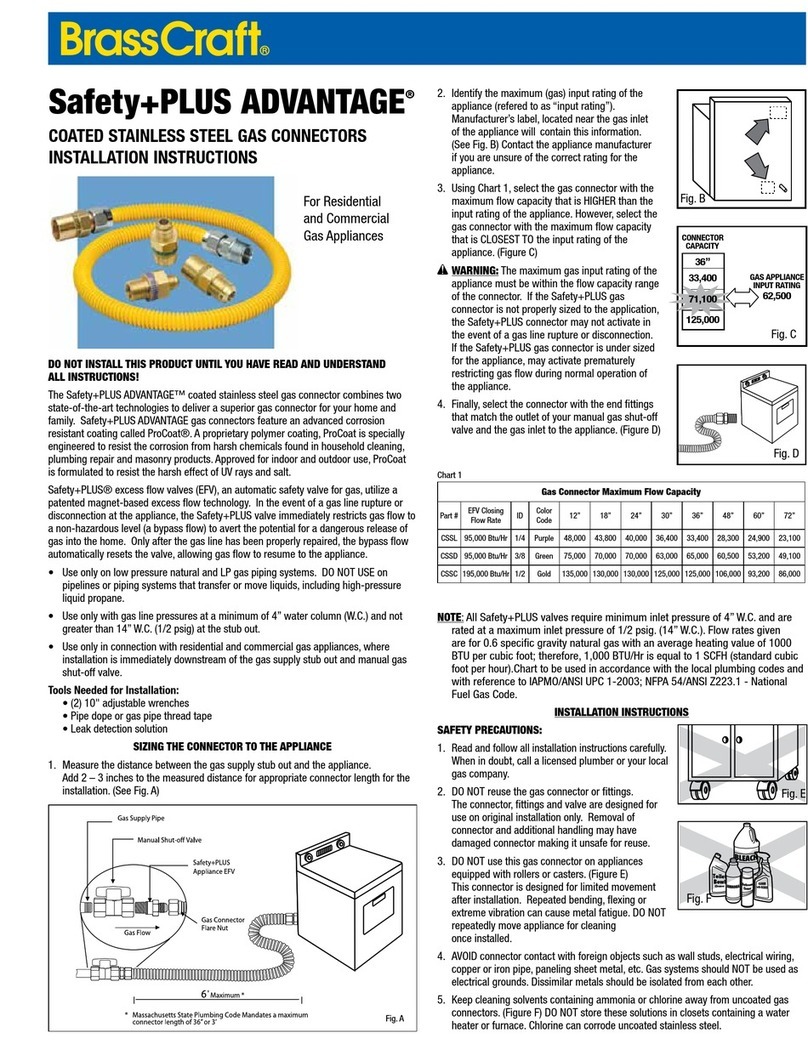 BrassCraft Safety+PLUS ADVANTAGE Installation instructions manual