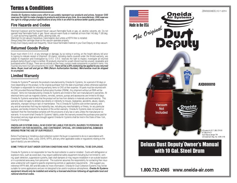 Oneida Air Systems Deluxe Dust Deputy owner's manual
