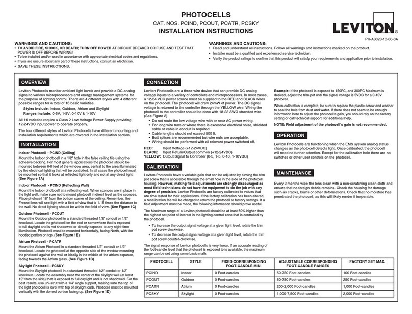 Leviton PCIND installation instructions Leviton PCIND installation instructions