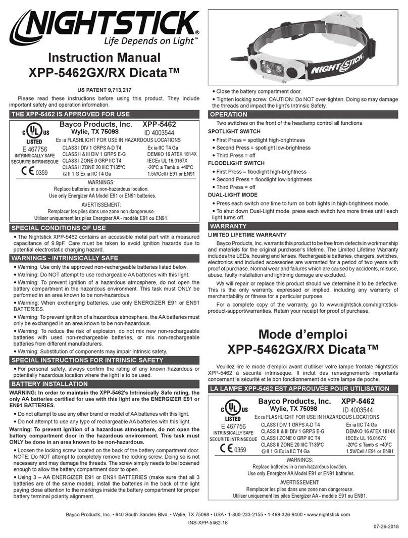 Night Stick XPP-5462GX Dicata instruction manual