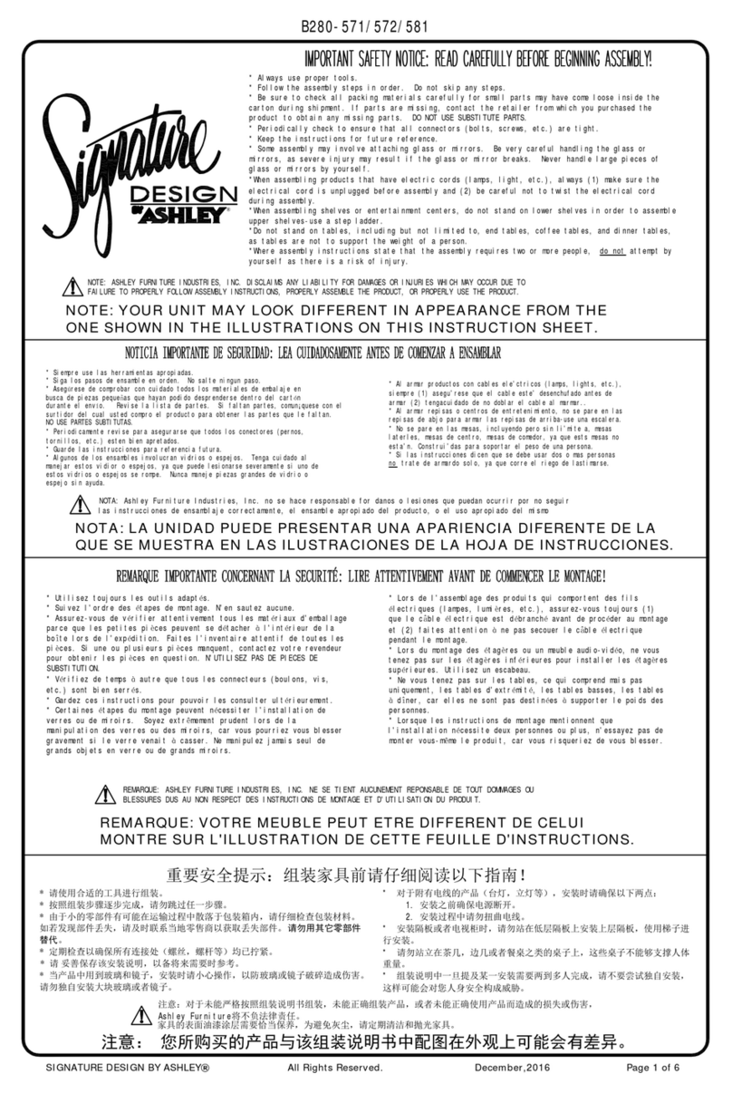 Signature Design by Ashley B280-571 User manual Signature Design by Ashley B280-571 User manual
