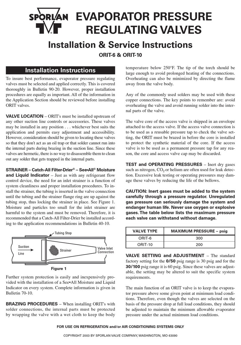Sporlan ORIT-10 Installation and maintenance instructions