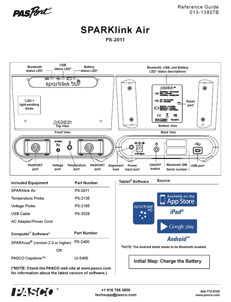 PASCO Pasport SPARKlink Air PS-2011 User manual