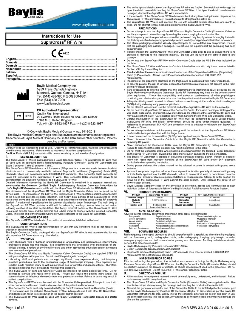 Baylis Medical SupraCross Instructions for use
