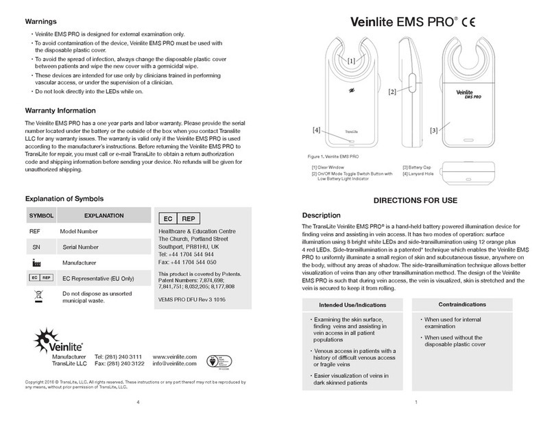 Veinlite EMS PRO Operation manual