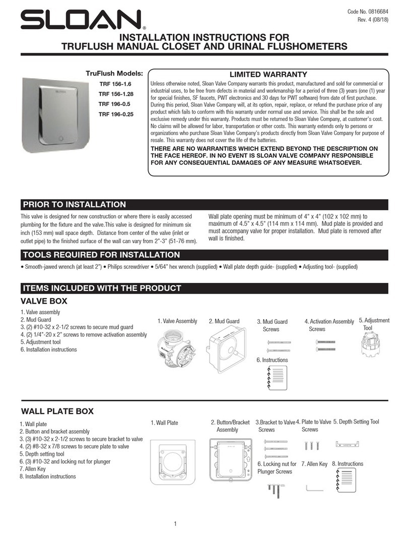 Sloan TRUFLUSH Series installation instructions