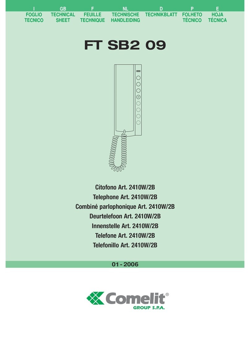 Comelit FT SB2 09 Technical sheet