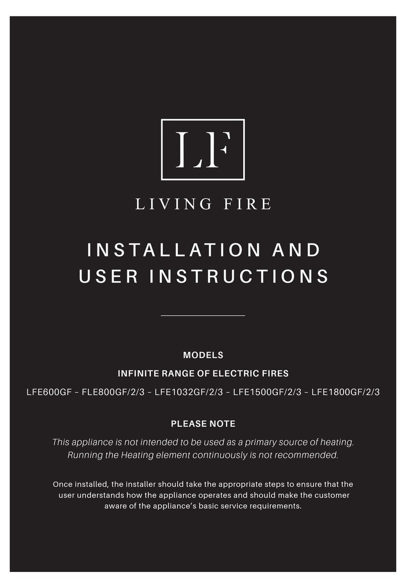 Living Fire INFINITE SERIES Installation and user instructions