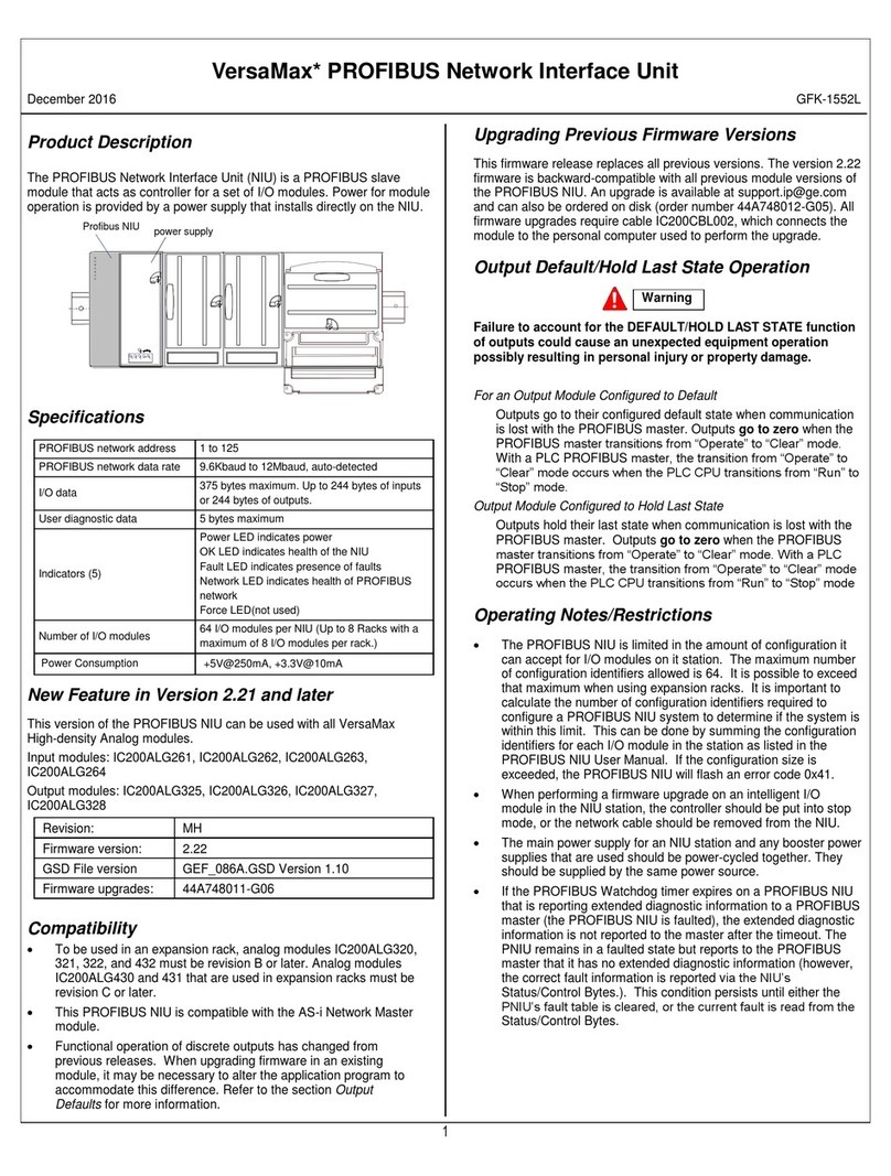 VersaMax PROFIBUS NIU user manual
